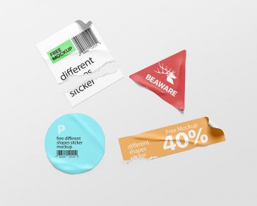 Free Different Shapes Sticker Mockup PSD
