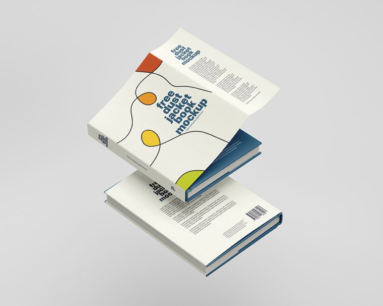 Free Floating Dust Jacket Book Mockup PSD