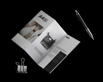 Free A4 Trifold Flyer Mockup