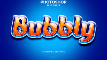 Free Bubbly Photoshop Text Effect PSD file
