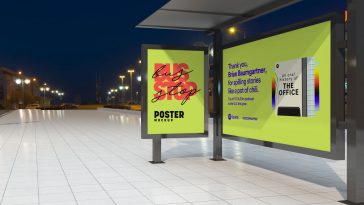 Free Bus Stop Posters Mockup PSD