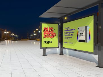 Free Bus Stop Posters Mockup PSD