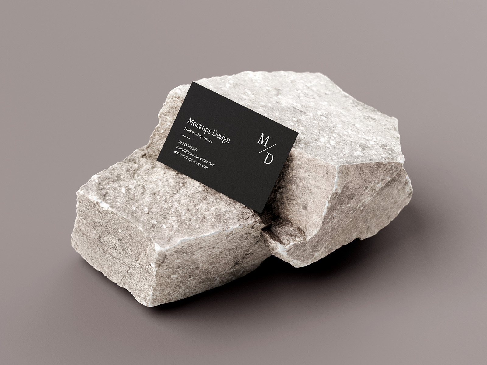Free Business Cards Mockups on Stone Branding Scene PSD