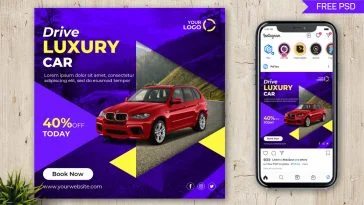 Free Drive Luxury Car Instagram Post Template PSD