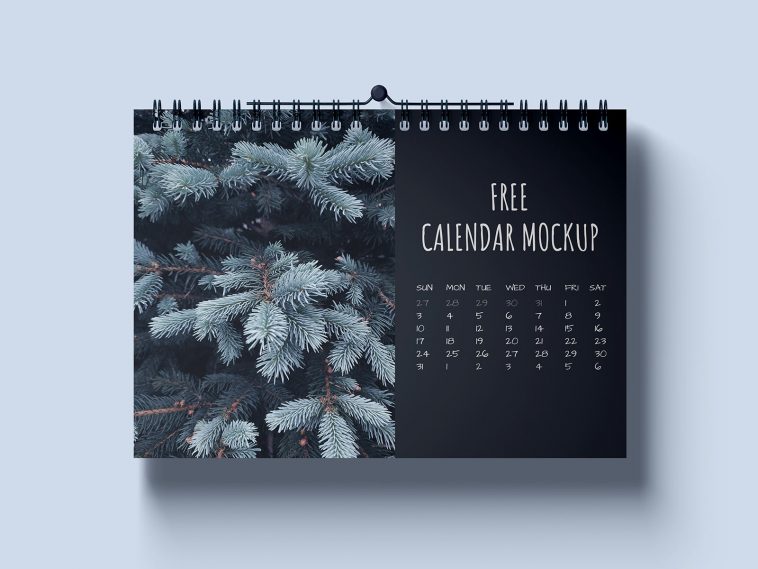 Free Horizontal Wall Calendar Mockup PSD Set