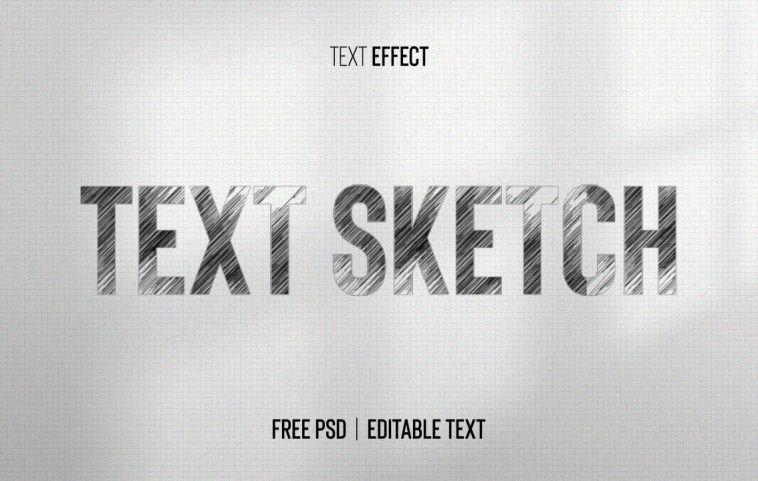 Free Pencil Sketch Text Effect PSD