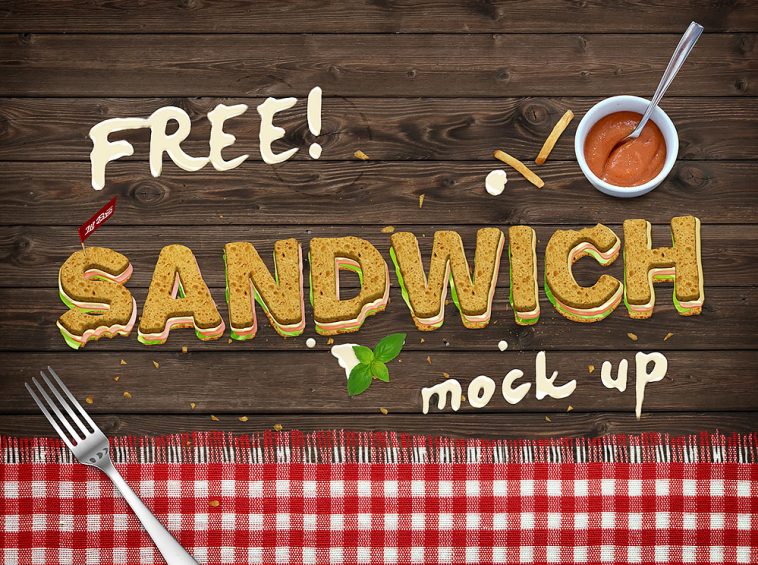 Free Sandwich Text Mock-up PSD