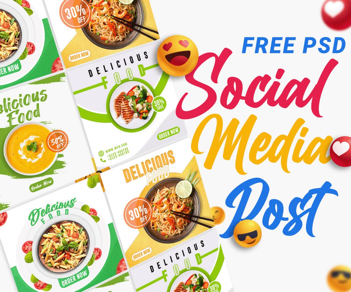 Free Simple Food Menu Social Media Post Psd Templates Set Psfiles