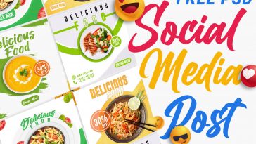 Free Simple Food Menu Social Media Post PSD Templates set