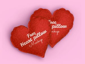 Free Valentine’s Day Heart Pillow Mockups PSD Set