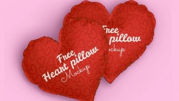 Free Valentine’s Day Heart Pillow Mockups PSD Set
