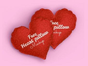 Free Valentine’s Day Heart Pillow Mockups PSD Set