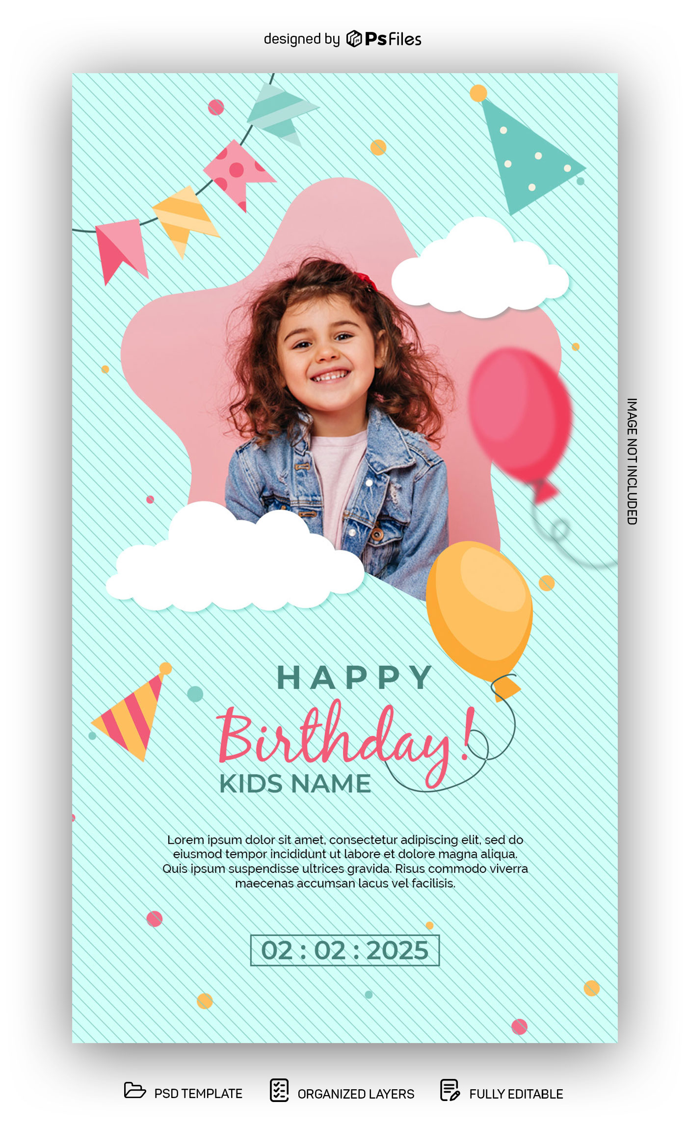  Birthday Invitation Poster Design PSD Template for Free