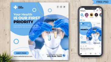 Free Hospital Health Care Social Media Post PSD Design Template