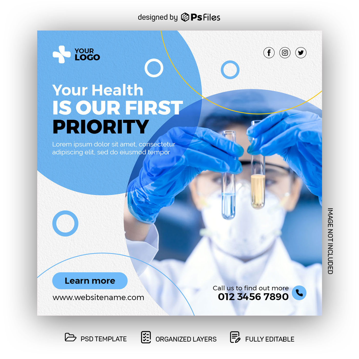 Free Hospital Health Care Social Media Post PSD Design Template