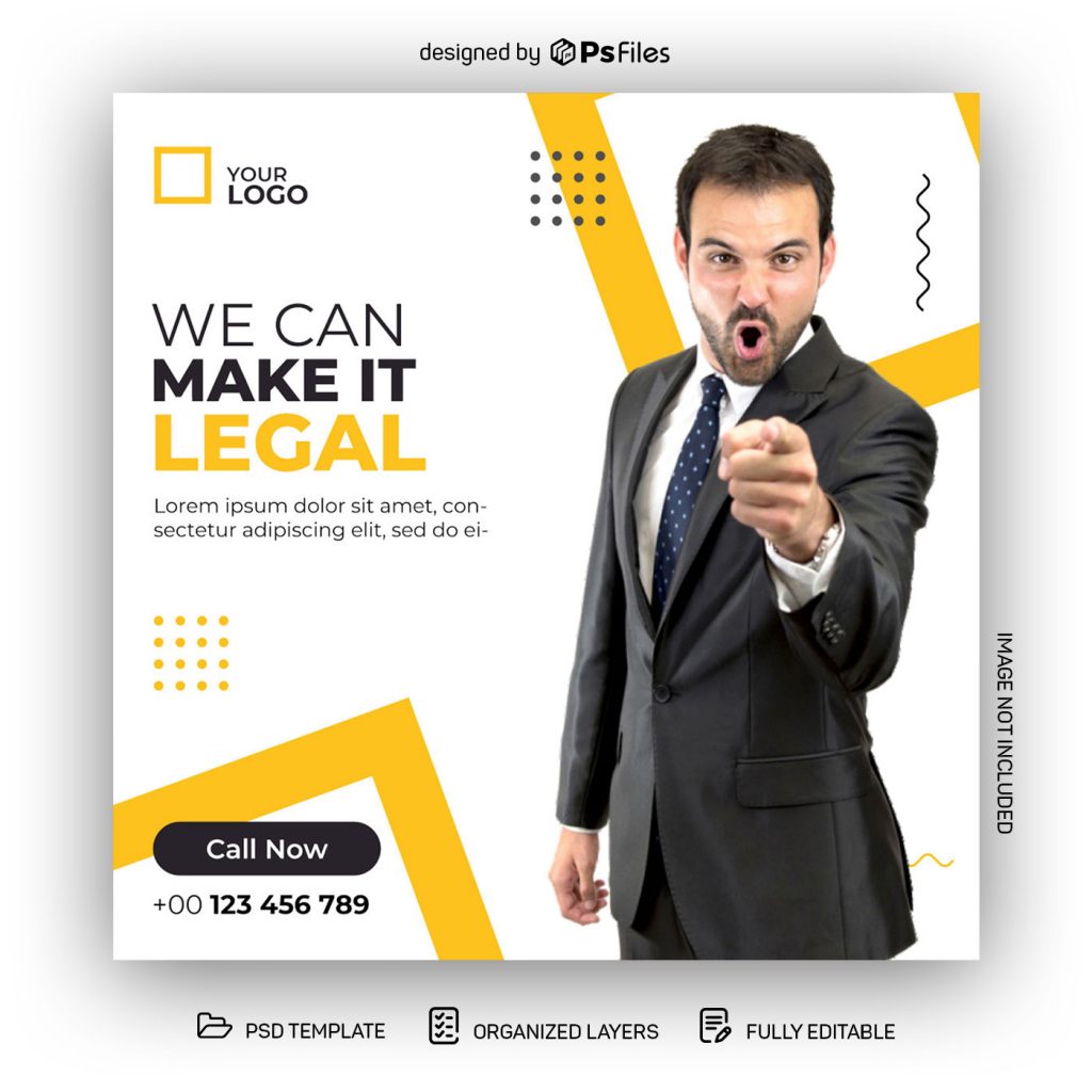 PsFiles Free Law Firm Advocate Social Media Post Design Template PSD