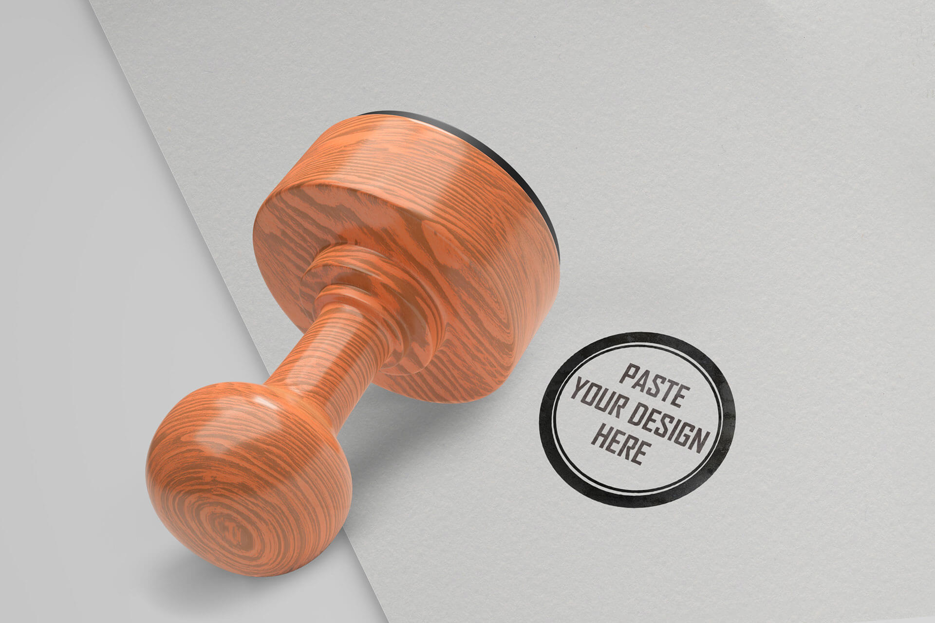 PsFiles Free Wooden Round Stamp Mockups PSD