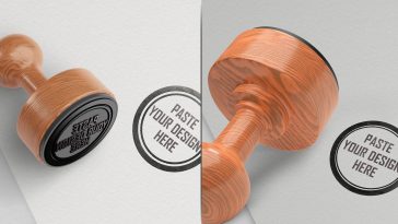 PsFiles Free Wooden Round Stamp Mockups PSD
