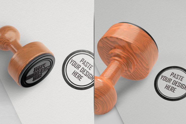 PsFiles Free Wooden Round Stamp Mockups PSD