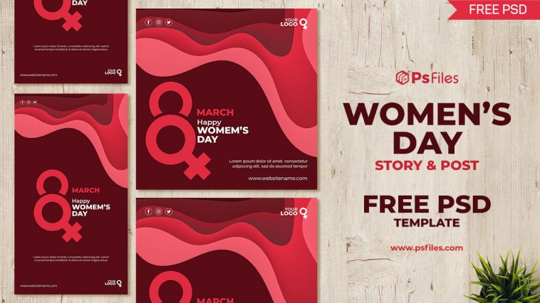 Women's Day Social Media Design Post and Story PSD Template
