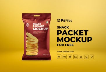PsFiles Snack Packet Packaging Mockup with Hanging Hole