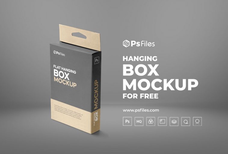 Slim Hanging Box Packaging Mockup PSD for Free