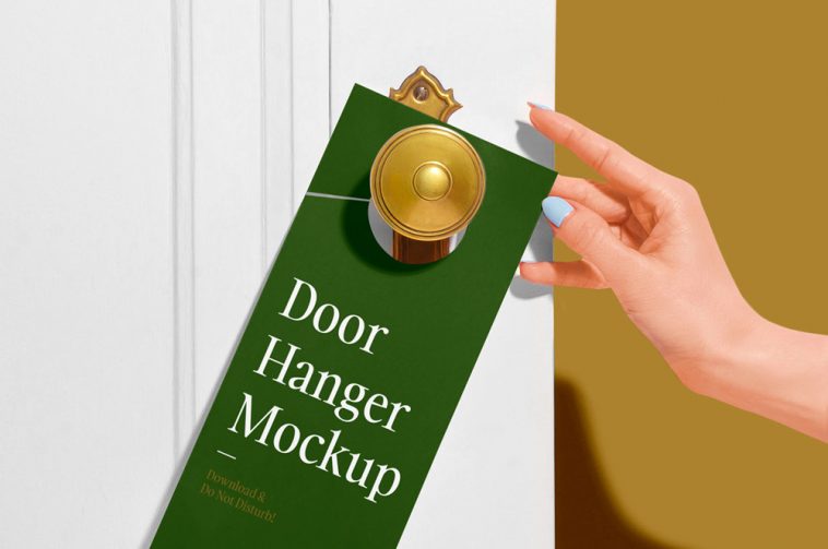 Realistic Door Hanger Mockup