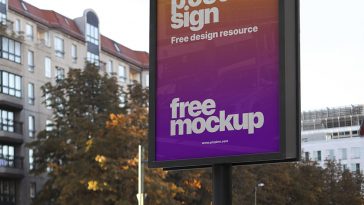 Free Lamp Post Advertising Sign Mockup