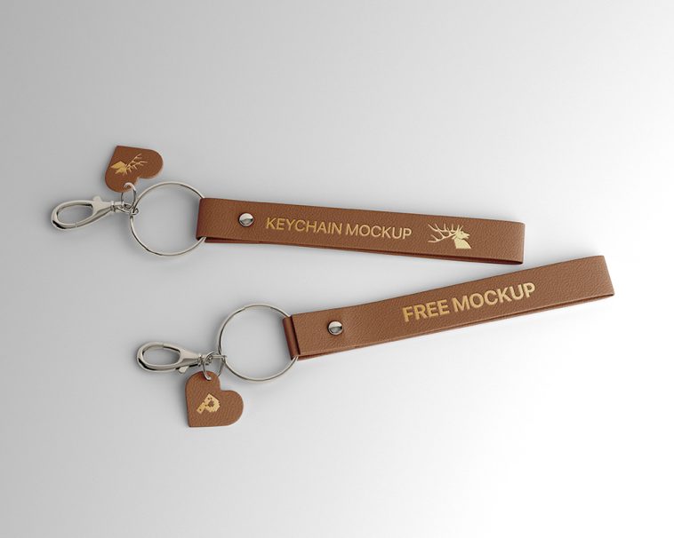 Free Leather Keychain Mockup