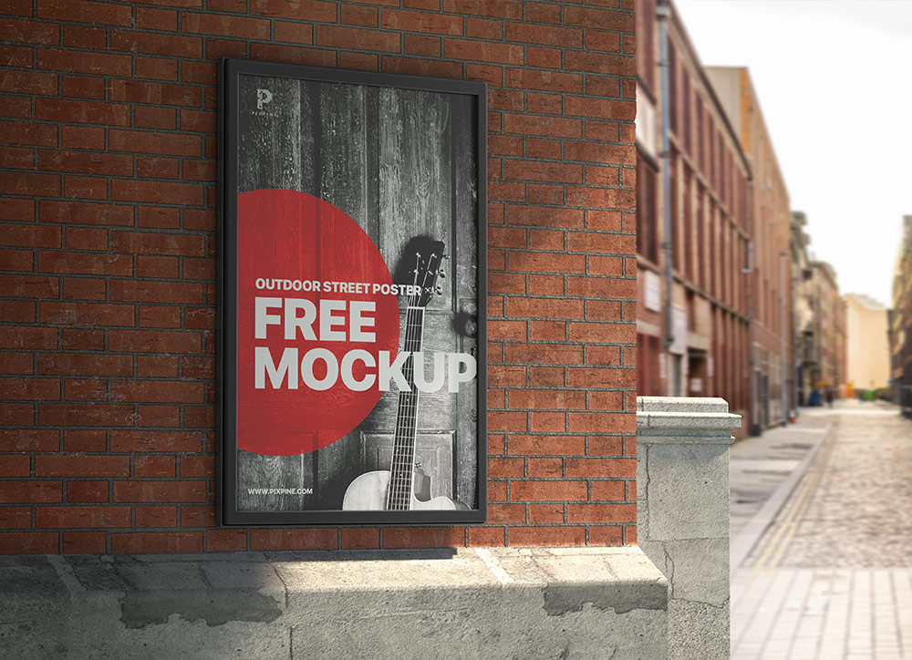 Free Outdoor Street Wall Framed Poster Mockup PSD - PsFiles