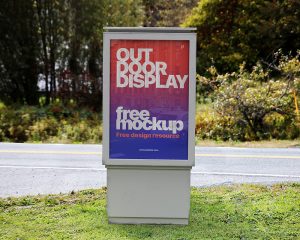 Free Outdoor Vertical Advertising Billboard Mockup