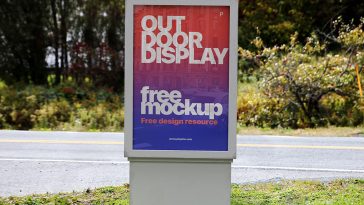 Free Outdoor Vertical Advertising Billboard Mockup