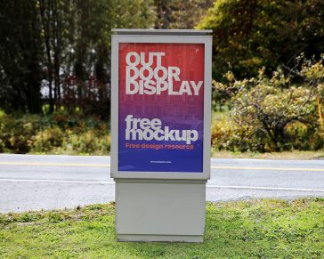 Free Outdoor Vertical Advertising Billboard Mockup