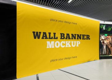 Free Horizontal Wall Banner Mockup PSD