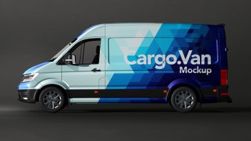 Free Cargo Van Vehicle Branding Mockup PSD