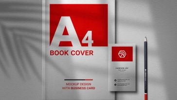 Free Book Cover with Business Card Mockup