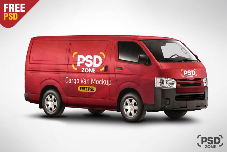 Free Cargo Van Vehicle Branding Mockup PSD