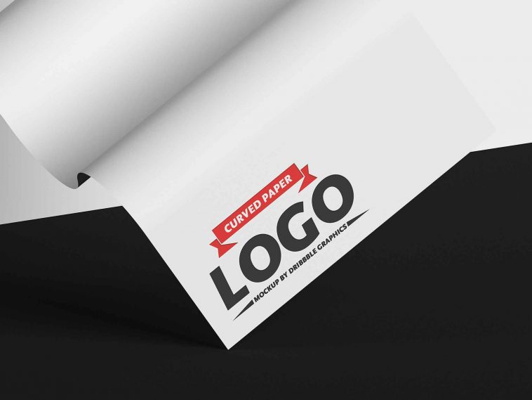 Free Curved Paper Logo Mockup PSD