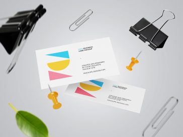 Free Falling Business Card Mockup Scene