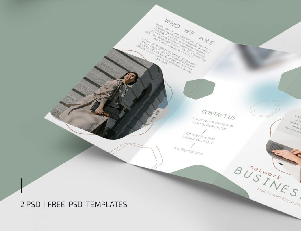Free Business Tri-Fold Brochure PSD Template