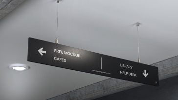 Free Hanging Direction Sign Mockup