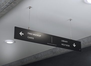 Free Hanging Direction Sign Mockup