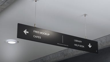 Drop Down Counter Sign Board Free Mockup PSD - PsFiles
