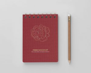 Free Linen Spiral Notebook Mockup