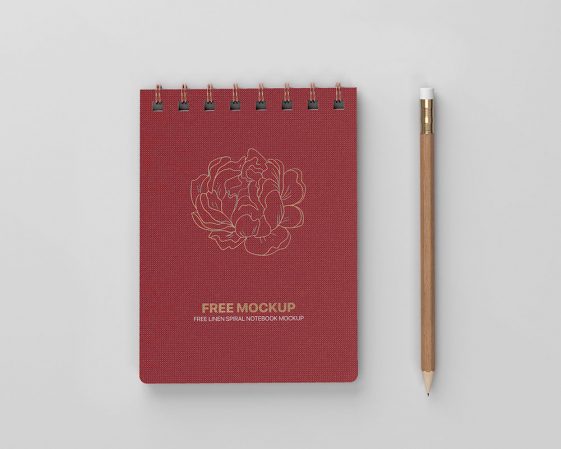 Free Linen Spiral Notebook Mockup - PsFiles