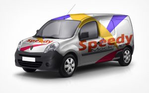 Free Mini Caddy Van Vehicle Branding Mockup PSD