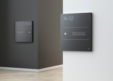 Free Wall Wayfinding Signage Mockup