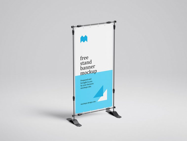 4 Free Banner Display Stand Mockup PSD Set