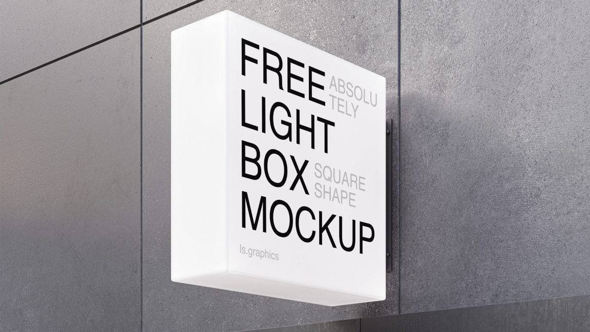 Square Sign Box Mockups On a Building Wall - PsFiles