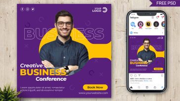 PsFiles Free Business Conference Instagram Post Design PSD Template